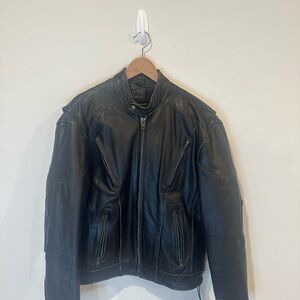 Xelement Advanced Motorcycle Gear Men's genuine  Leather Jacket L Zip-Out Liner